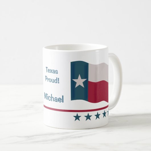 Texas Proud Lone Star Vlagnaam Gepersonaliseerd Wi Koffiemok (Voorkant rechts)