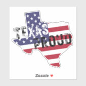 Texas Proud Rustic Tough Text American Flag State Sticker (Vel)