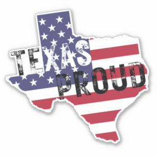 Texas Proud Rustic Tough Text American Flag State Sticker