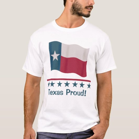 Texas Proud Waving Lone Star Flag Red White T-shirt (Voorkant)