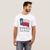 Texas Proud Waving Lone Star Flag Red White T-shirt (Voorkant volledig)