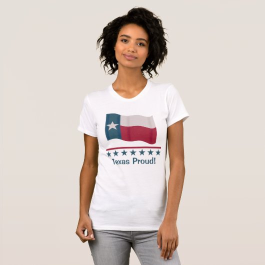Texas Proud Waving Long Star Texan Flag T-shirt (Voorkant volledig)