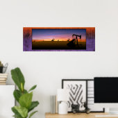 Texas Pump Jacks Sunset Poster (Thuiskantoor)