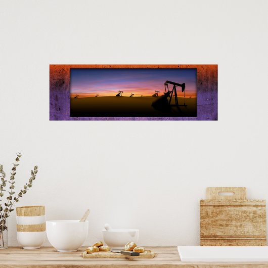 Texas Pump Jacks Sunset Poster (Keuken)