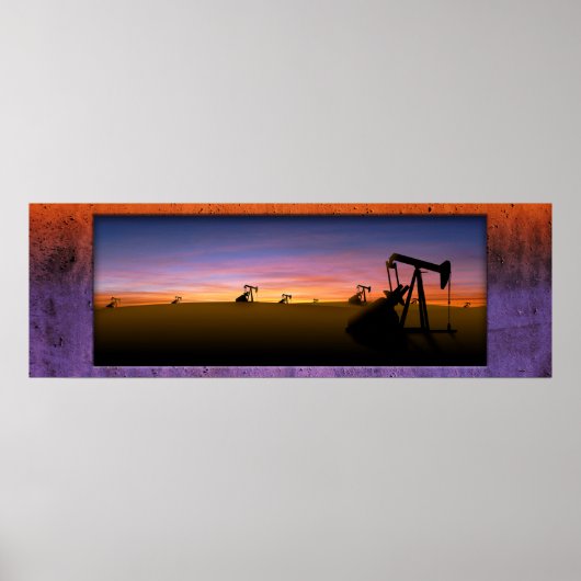 Texas Pump Jacks Sunset Poster (Voorkant)
