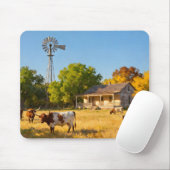 Texas Ranch House in de herfst met Longhorns Muismat (Met muis)