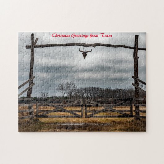 Texas Ranch Scene.Kerstgroeten Legpuzzel (Horizontaal)