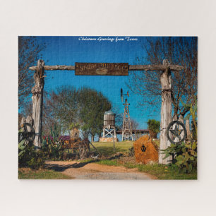 Texas Ranch Scene. Kerstgroeten Legpuzzel