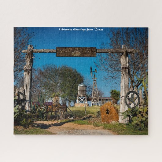 Texas Ranch Scene. Kerstgroeten Legpuzzel (Horizontaal)