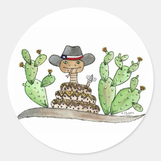 Texas Rattlesnake Ronde Sticker (Voorkant)