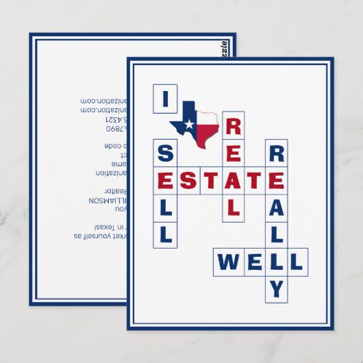 TEXAS Real Estate Realtor Briefkaart (Voorkant / Achterkant)
