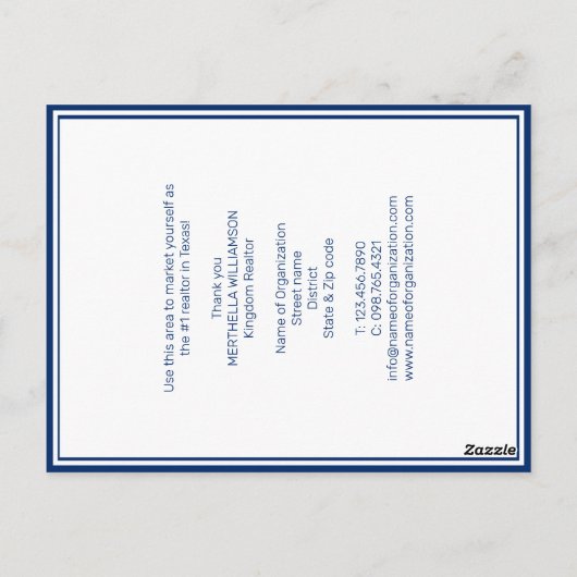 TEXAS Real Estate Realtor Briefkaart (Achterkant)