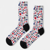 Texas Red & Blue Wonky Squares & Rectangles Socks Sokken (Links)