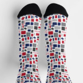 Texas Red & Blue Wonky Squares & Rectangles Socks Sokken (Top)