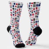 Texas Red & Blue Wonky Squares & Rectangles Socks Sokken (Gebogen)