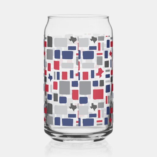 Texas Red & Blue Wonky Squares & Rectangs Blikvorm Glas (Rechts)