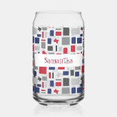 Texas Red & Blue Wonky Squares & Rectangs Blikvorm Glas (Links)