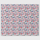 Texas Red & Blue Wonky Squares & Rectangs Cadeaupapier (Vlak)