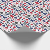 Texas Red & Blue Wonky Squares & Rectangs Cadeaupapier (Hoek)