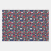 Texas Red & Blue Wonky Squares & Rectangs Inpakpapier Vel (Voorkant 3)