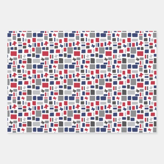 Texas Red & Blue Wonky Squares & Rectangs Inpakpapier Vel (Voorkant 2)