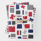Texas Red & Blue Wonky Squares & Rectangs Inpakpapier Vel (In situ)