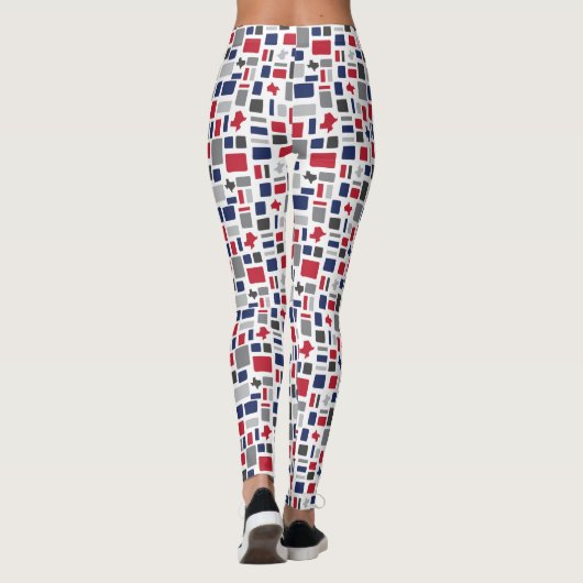 Texas Red & Blue Wonky Squares & Rectangs Leggings (Achterkant)