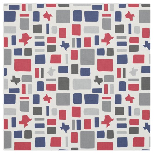 Texas Red & Blue Wonky Squares & Rectangs Stof (Swatch)