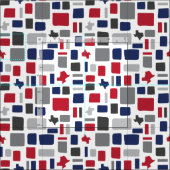 Texas Red & Blue Wonky Squares & Rectangs Stof (Delen)