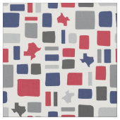 Texas Red & Blue Wonky Squares & Rectangs Stof (Close Up)