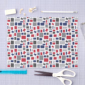 Texas Red & Blue Wonky Squares & Rectangs Tissuepapier (Craft)