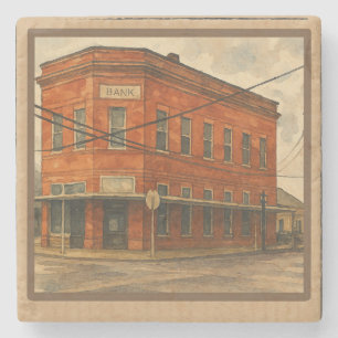  Texas Red Brick Bank Waterverf Art Stenen Onderzetter