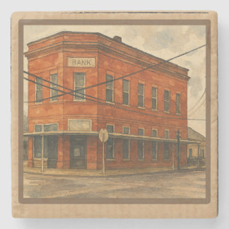 Texas Red Brick Bank Waterverf Art Stenen Onderzetter