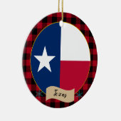Texas, Red buffalo plaid & Texas Flag, VS Keramisch Ornament (Rechts)