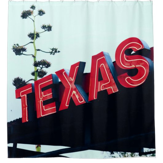 Texas Red Neon Lights Verenigde Staten Douchegordijn (Voorkant)