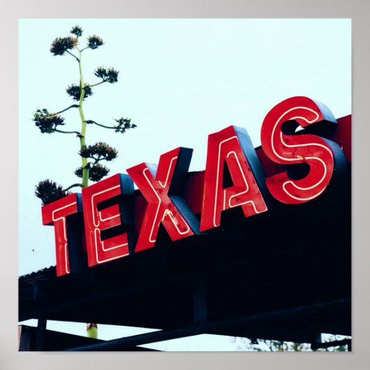 Texas Red Neon Lights Verenigde Staten Poster (Voorkant)