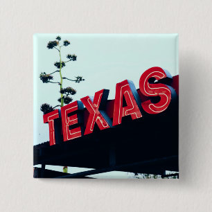 Texas Red Neon Lights Verenigde Staten Vierkante Button 5,1 Cm