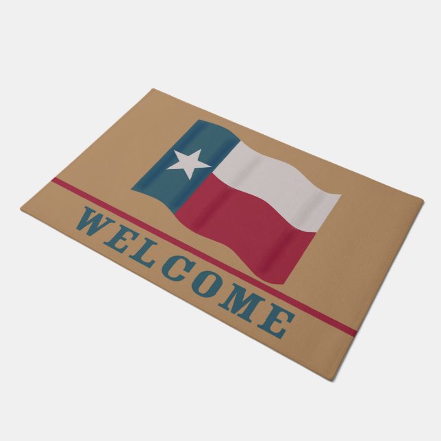 Texas Red White Blue Lone Star Welkom Deurmat (Schuin)
