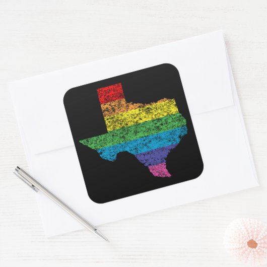 texas regenboog vierkante sticker (Envelop)