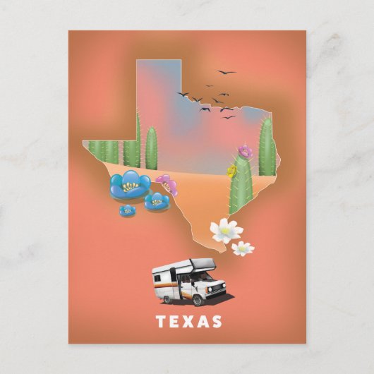 Texas reisposter briefkaart (Voorkant)