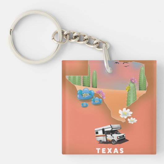 Texas reisposter sleutelhanger (voorkant)