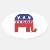 Texas Republikeinse Olifant Ovale Sticker (Voorkant)