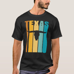 Texas Retro Afbeelding Cool Silhouet Longhorn Koe T-shirt