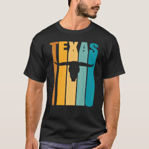 Texas Retro Afbeelding Cool Silhouet Longhorn Koe  T-shirt