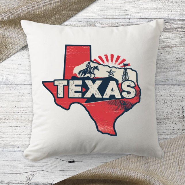 Texas Retro Kleur Thuisstaat Kussen (Creator heeft geüpload)