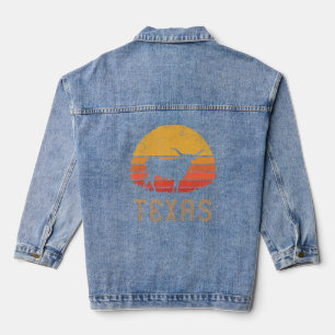 Texas Retro Longhorn Cattle  Texan Lone Sta Denim Jacket