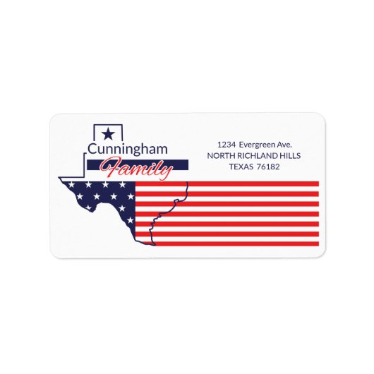 Texas Return Address Patriotic Stars en Stripes Etiket (Voorkant)
