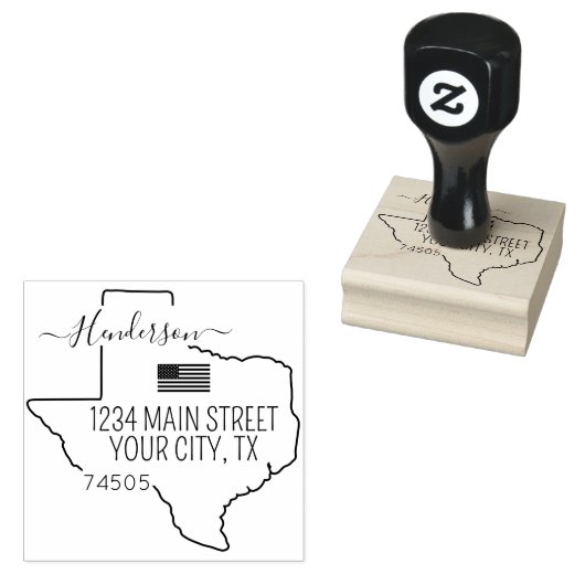 Texas Return Adres Aangepast Rubberstempel (Gestempeld)