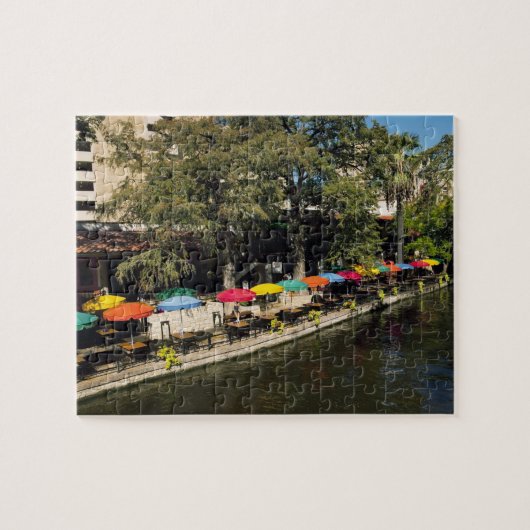Texas, Riverwalk, dineren aan de rand van de rivie Legpuzzel (Horizontaal)