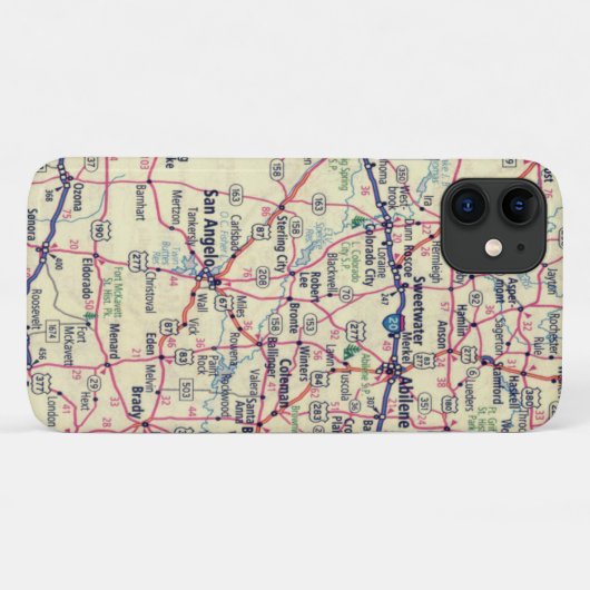 Texas Road Map Case-Mate iPhone Case (Achterkant (horizontaal))